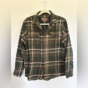 Orvis Men's Olive and Brown Plaid Shirt Jacket